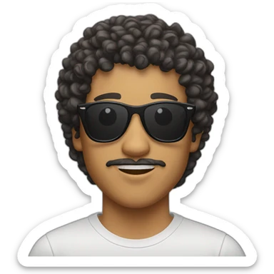 latin young man with curly hair and mullet trim and ray ban sunglass sticker