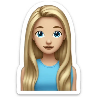 a teenager girl with long dark blond hair,tied hair, blue eyes sticker