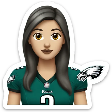  White female brunette wearing Philadelphia Eagles jersey sticker