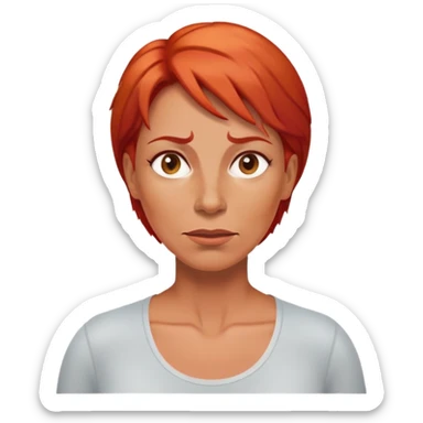 50 year old woman sweating heat long red hair sticker