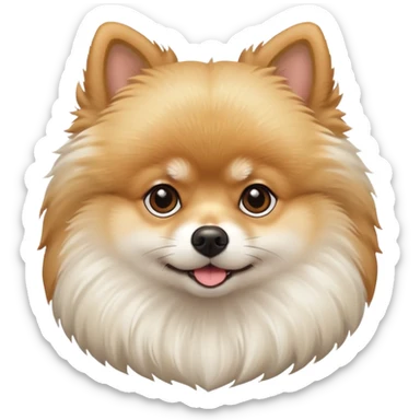 Pomeranian white beige sticker