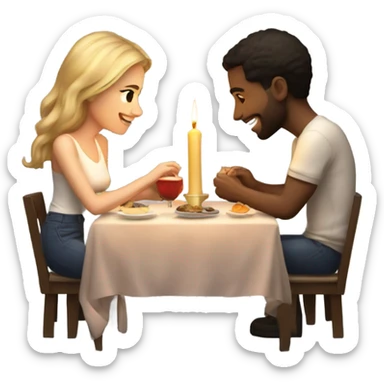 Hyper Realistic Romantic candlelit date, couple so in love sticker