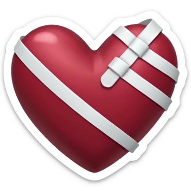 Heart bandaged burgendy shiny  sticker