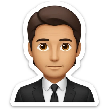 A very handsome successful man in his 40s. Day hair. Wearing black   sticker