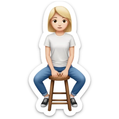 a person sitting on stool backs turned sticker