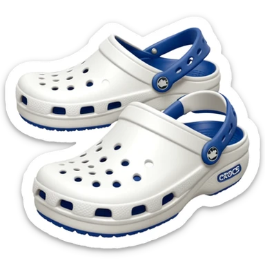 Pure white Crocs clogs, top-down angle, clean matte texture, ventilation holes visible, minimal lighting, dark neutral background, realistic product photo, no logos, no text. sticker