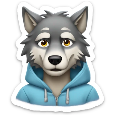 Wolf wearing chill guy clothes thats fed up  sticker