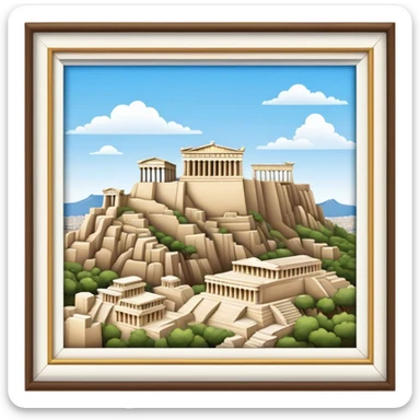 Cinematic Realistic Acropolis Landmark Emoji, showcasing ancient ruins set against a clear sky rendered with intricate detail and timeless lighting. sticker