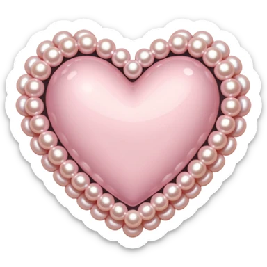 Pale pink heart with pale pink pearls around it  sticker