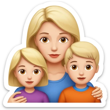 mom and kids white sticker