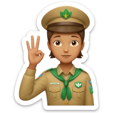 “Emoji-style person in a scout uniform making a balancing gesture with both hands. One hand holds a red cross (not allowed), the other a green checkmark (allowed). Thoughtful expression, simple clean emoji design, centered, transparent background.” sticker