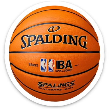 Minimalist basketball in classic orange color with small Spalding and NBA logos sticker