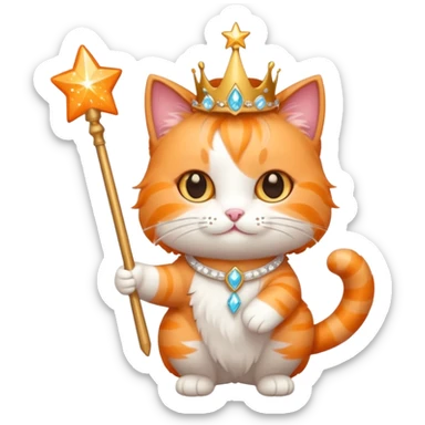 princess cat with a magical wand sticker