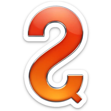 red-and-orange colored question mark with the chrome effect sticker