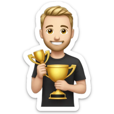 Squeezie avec un trophée Youtube 1million d’abonnés sticker