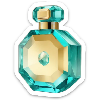 Iconic Octogonal Crystal Fragrance Bottle Turquoise and Gold Tint sticker