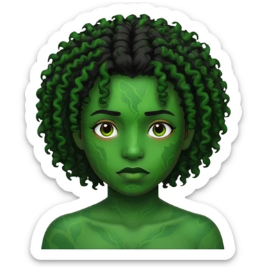 Faça um personagem negro com cicatrizes no rosto deixe o cabelo crespo e a pele verde sticker