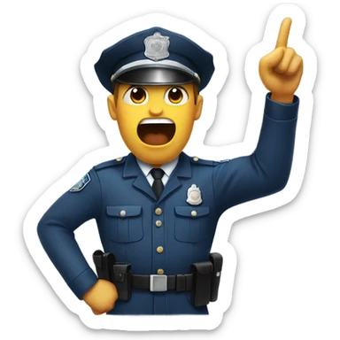 a policeman yelling, and pointing with his finger sticker