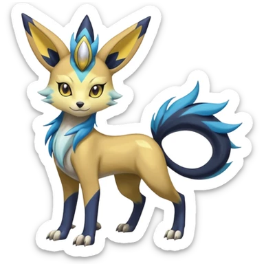 Feral Colorful Painted Asian Graceful Majestic Cool Handsome Meloetta-Renamon-Zeraora-Luxray-Cobalion-Suicune-Vernid-fusion-hybrid-creature, full body  sticker