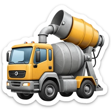Generate an emoji where the concrete mixer delivers concrete to the disassembled concrete pump sticker