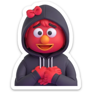 annoyed emo Elmo with black hoodie, side-swept bangs sticker