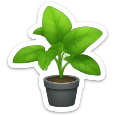 Among us jaune avec une plante verte sur la tête sticker