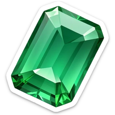 cinematic-realistic-emerald-emoji,-deep-and-lush,-with-a-vibrant-green-hue-that-catches-light,-creating-a-brilliant,-sparkling-effect-across-its-polished-surface.--large-emerald-rectangle-cut,-the-facets-of-the-gem-catch-the-light-in-rich sticker