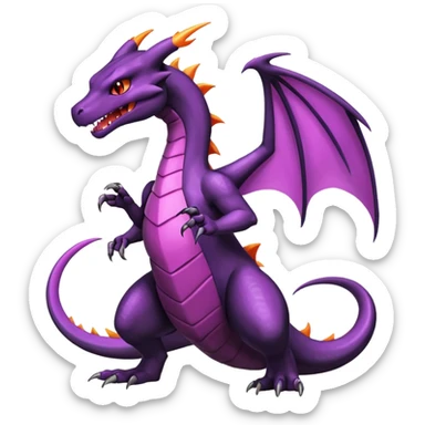 Black and purple lanky elegant evil badass handsome cool beautiful Shiny-Charizard-Salazzle-Seviper-Salandit-fusion sticker