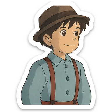 boy wearing a fedora sticker