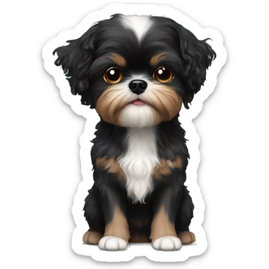 curly haired black shih tzu chihuahua mix sticker