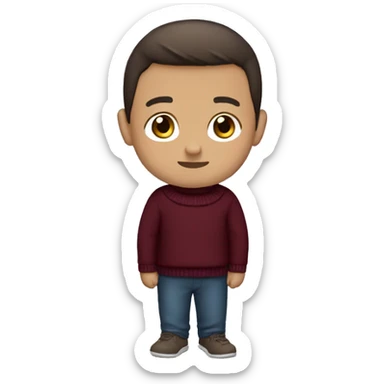 winter, christmas, hispanic, short brown hair, boy, brown eyes, child, full body, burgundy sweater sticker