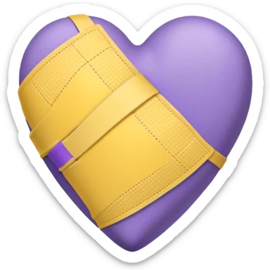 purple and yellow heart with a bandage sticker