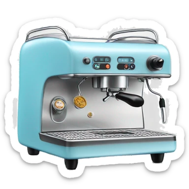 Light blue retro style espresso machine sticker