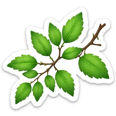 a branch with a few green leafs sticker