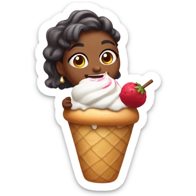 Emoji vaca Lola tomando un helado sticker