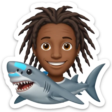 Dark skin black male with locs and shark bite piercings sticker