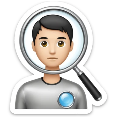 magnifying glass over a person icon sticker
