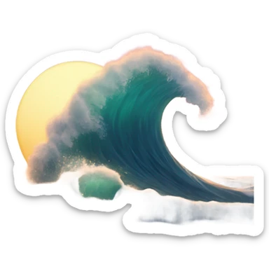 Waves arriving on a sunset shore sticker