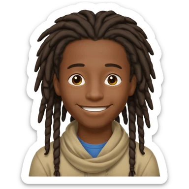 make me a black darkskin doctor with mid head lenght dreads, he is a teen, no face hair, make him happy, make his dreads drape in his face sticker