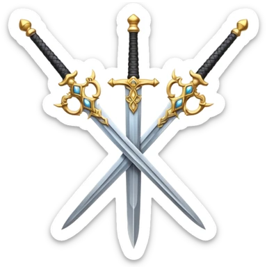 Fully golden two royal swords crossed sticker