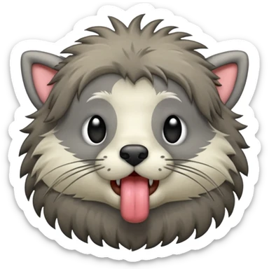 A thrunbo from the game rimworld. Front view, sticks the tongue out and licks sticker