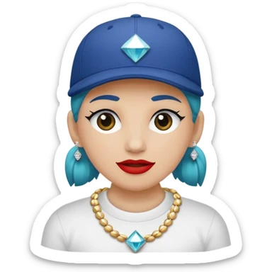 🥷🏻 crea un emojin de como el que está ay pero con gorra marca adida y un collar de diamantes ponle tatuaje en la cara y en la boca ponle brazos sticker