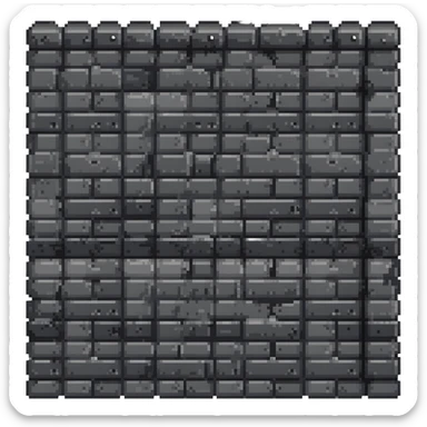 solid metal stone block wall with rivets and industrial details, very dark gray with subtle metallic highlights, 32x32 game asset background, darker version sticker