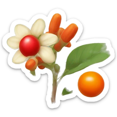 ashwagandha flowers with one orange-red berrie sticker