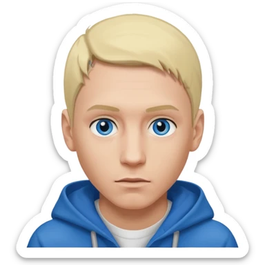 Eminem with blue eyes, blonde hair sticker