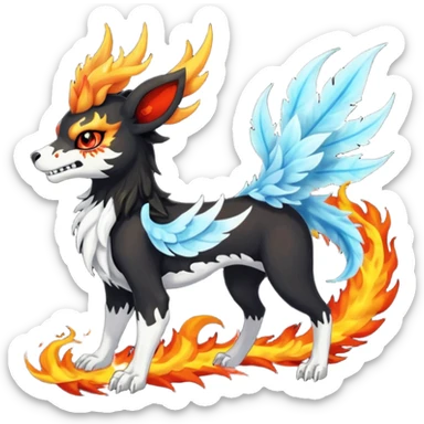Volcanic Blazing Fiery Evil Skeletal Beaky Feathery Hot Cool Houndoom-Gryphon-Vaporeon-Flareon-fusion (full body) sticker
