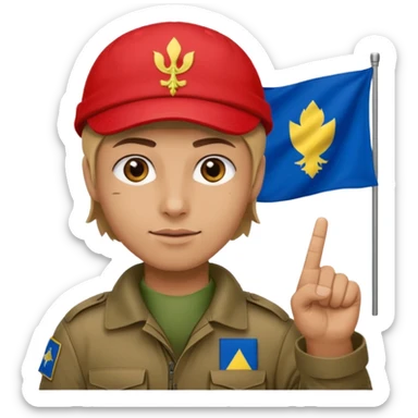 Red with tactical capholding bosnia flag one finger up sticker