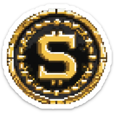 A gold coin with S.R symbols engraved in the center sticker