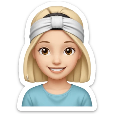Girl wearing cloth headband and smile sticker