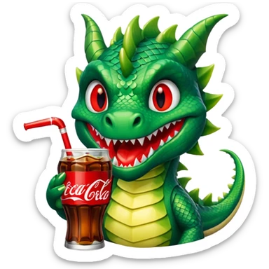 Un dragon tomando coca sticker